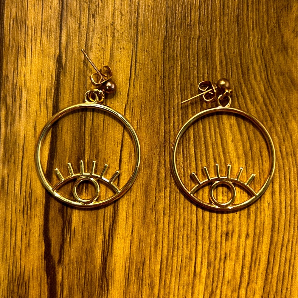 Gold Eye Earrings